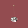 Elegant Crystal Chandelier Hanging Against Red Background With Modern Decorative Design