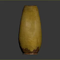 Handcrafted Sculpted Vase Yellow Textured Ceramic Artistic Decorative Piece with Intricate Design