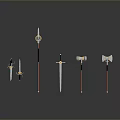 Cold weapons Sword Axe Hook Fork Spear Trident Melee Weapon Military 3d model