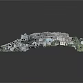 Detailed 3D Model of Traditional Town Aerial View With Buildings Streets And Greenery