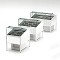 White Commercial Display Freezer With Glass Top And Multiple Storage Compartments