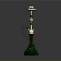 Elegant Green Hookah With Gold Accents Smoking Bowl And Carved Base