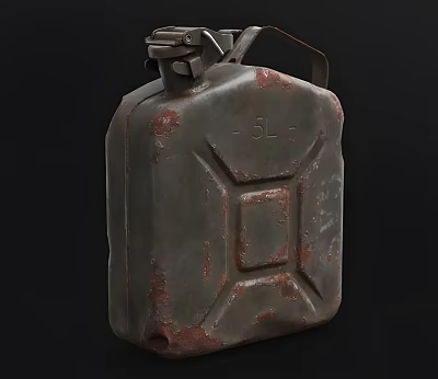 Rusty 5 Liter Metal Jerry Can With Weathered Surface And Handle 3d model