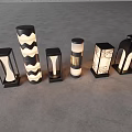 Various Designed Outdoor Lights With Black Base White Shade Striped Hollow Lantern Columnar Styles