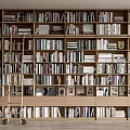 Modern Bookcase Bookshelf Ladder Ornaments Decorative Cabinet Top Bookcase 3d model