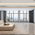 Modern Luxury Open Living Dining Room With Marble Sofa Dining Table TV Wall Pendant Lights