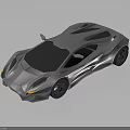 Silver Futuristic Sports Car With Sleek Aerodynamic Body Geometric Shapes Yellow Headlights And Black Wheels