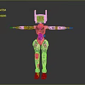 Pink And Black Humanoid Robot With Mechanical Structure And Extended Arms