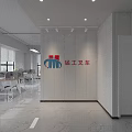 Modern Public Office Space With Desks Computers Windows Pendant Lights And Potted Plants