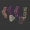 Broken Stone Pieces In Various Shapes With Textured Surfaces On White 3d model