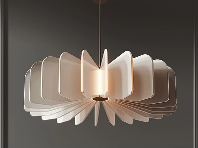 Modern Petal Shaped Chandelier With White Shade And Metal Frame For Interior Lighting 3d model