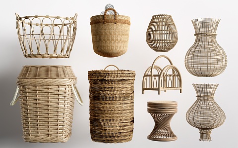 New Chinese Bamboo Basket Bamboo Sketches Bamboo Basket Bamboo Artwork Bamboo Basket 3d model