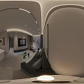 Modern Living and Dining Room Interior With Sofa Coffee Table TV and Decorative Plants