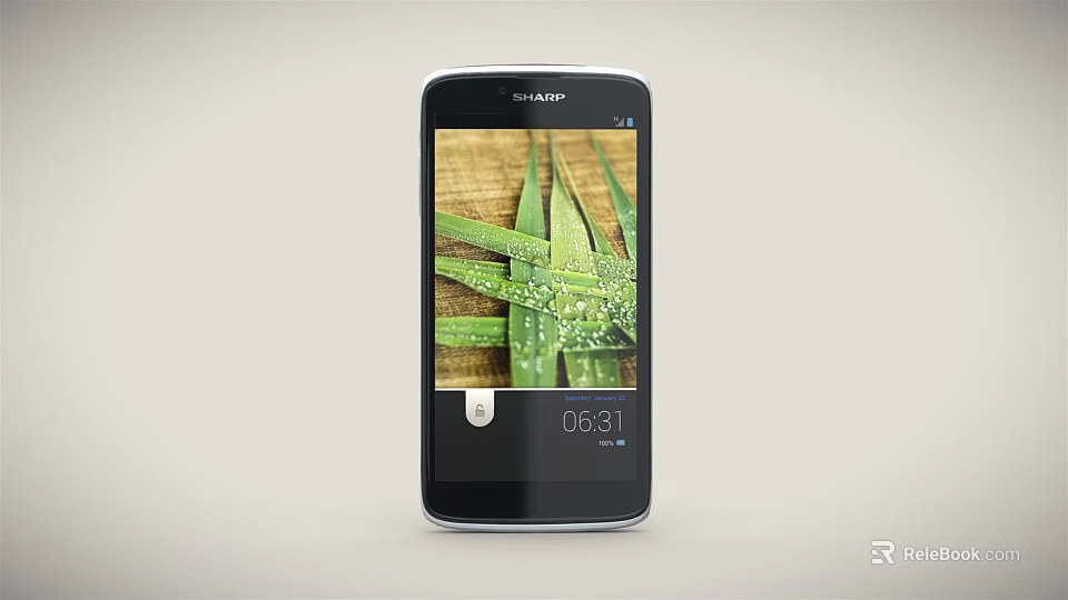 Huawei Smartphone With Screen Displaying Green Grass Leaves And Dew Drops At 0631 3d model 