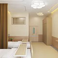 Modern Hospital Outpatient Clinic With Examination Beds Green Chairs Wall Paintings And Windows