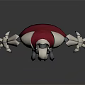 Mechanical Robot Character With White Body Red Cape And Metallic Joints Design