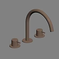 Modern Bronze Two Handle Kitchen Faucet With Curved Spout Design 3d model