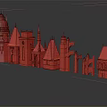 Ancient Architecture Complex Featuring Stone Towers Pointed Spires And Historic Structures