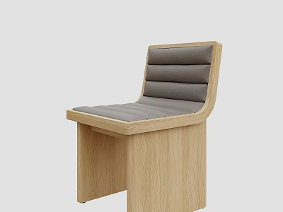 Modern Wooden Frame Leisure Chair With Gray Padded Seat And Backrest 3d model