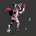 Animated Game Character With Pink White Fur And Fox Like Features Throwing Objects Playful Pose