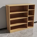 Open Shelf Wooden Cabinet With Multiple Compartments Light Wood Finish White Wall Gray Floor Interior