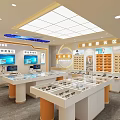 Optical Store Interior With Display Shelves Glass Counters and Eyewear Products
