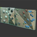 Indoor Rock Climbing Wall With Colorful Grip Holds And Wooden Panel Fitness Equipment