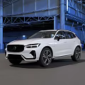 White Volvo SUV With Modern Design And Black Wheels In Spacious Industrial Hall