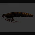 3D Rendered Ancient Armored Animal With Segmented Orange Brown Black Shell Red Legs