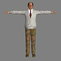 Man in White Jacket Red Tie and Khaki Pants with Arms Outstretched