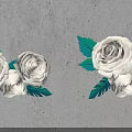 White Rose Bouquets With Green Leaves On Light Textured Wall Background
