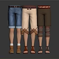Casual Cotton Shorts In Blue Beige Brown With Comfortable Matching Shoes