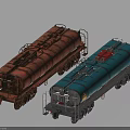 Functional Tanker Trucks Featuring Rusty Brown And Blue Bodies With Wheels And Railings