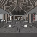 New Chinese Reception Area Sales Office 3d model
