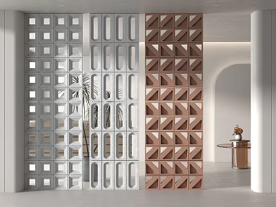 Modern Decorative Room Partitions With Geometric Patterns In Grey White Brown 3d model
