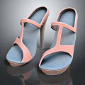 Fashionable Women's Pink Sandals With Blue Insole And Stiletto Heel Platform Sole