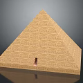 Scenic View of Ancient Pyramid with Stone Bricks Entrance and Reflective Base