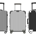 Modern Hard Shell Suitcases in Silver White and Black with Trolley Handle and Wheels