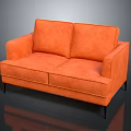 Modern Orange Two Seater Sofa With Slim Black Legs And Upholstered Design