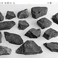 Black Stones and Wood Materials with Various Shapes for Decorative Use