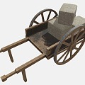 Chinese Wooden Car Trolley Plank Car 3d model