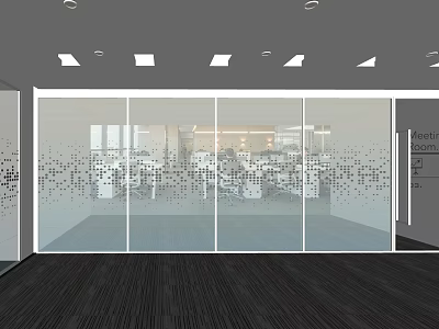Glass Wall With Dot Pattern Design For Modern Office Interior Transparent Partition 3d model