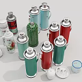 Household Items With Colorful Thermos Flasks And Small Cups In Various Styles