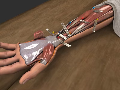 Detailed Arm Wrist And Hand Anatomical Structure With Muscles And Ligaments 3d model