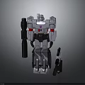 Transformers Action Figure Robot Toy With Silver Gray Body Purple Accents And Weapons