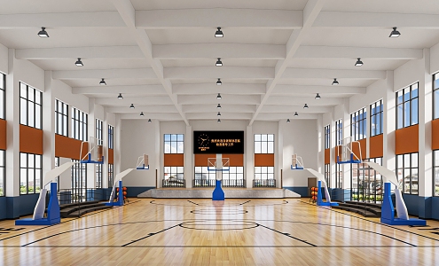 modern basketball court school basketball hall 3d model