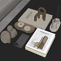 Modern decorations ornaments books mobile phone 3d model