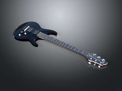 Black Electric Guitar With Glossy Body And Steel Strings For Daily Use 3d model