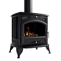 Classic Cast Iron Fireplace With Burning Flames And Sturdy Legs Design 3d model