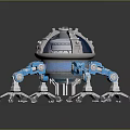 3D Rendered Mechanical Sci-Fi Creature With Blue Legs And Dome Structure